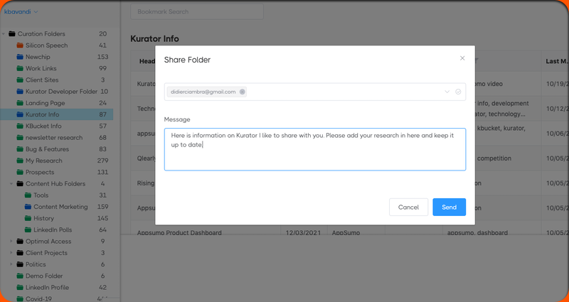 Bookmark share feature